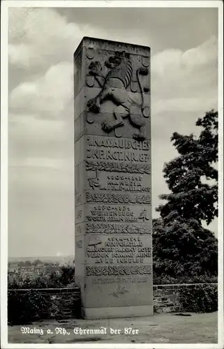 Ak Mainz am Rhein, Ehrenmal der 87er