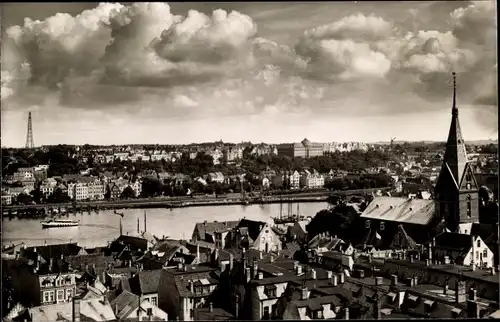 Ak Flensburg in Schleswig Holstein, Blick über die Stadt