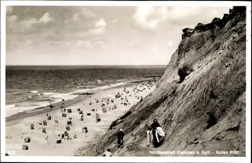 Ak Kampen auf Sylt, Rotes Kliff mit Strand