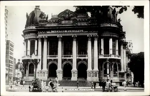Ak Rio de Janeiro Brasilien, Theatro Municipal, Vorderansicht