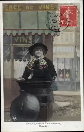 Ak Chauds, chauds, les marrons, Chauds, Junge als Verkäufer