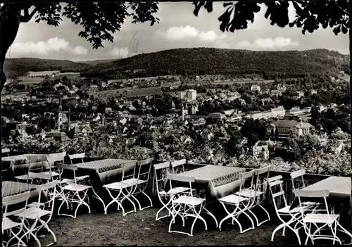 Ak Bad Kissingen Unterfranken Bayern, Blick vom Terrasse des Café Jagdhaus