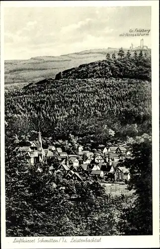 Ak Schmitten im Taunus Hessen, Leistenbachtal, Vogelschau, Feldberg