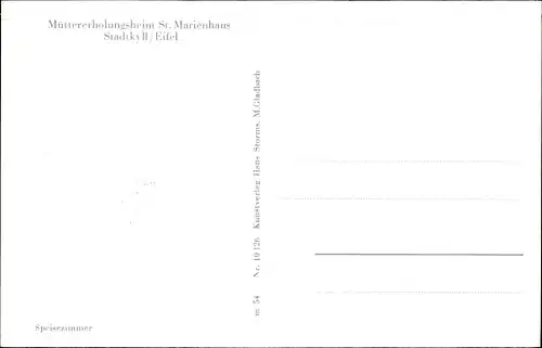 Ak Stadtkyll in der Eifel, Müttererholungsheim St. Marienhaus, Speisezimmer