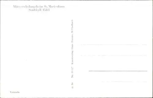 Ak Stadtkyll in der Eifel, Müttererholungsheim St. Marienhaus, Veranda