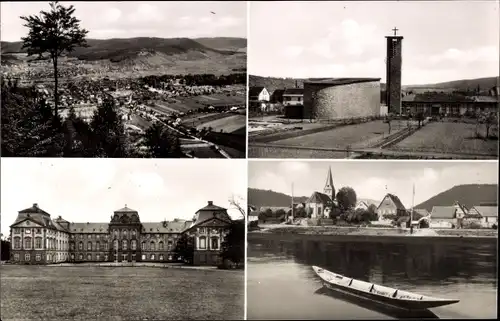 Ak Kleinheubach am Main Unterfranken, Gesamtansicht, Talblick, Kirche, Schloss Löwenstein