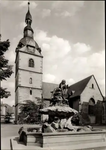 Ak Detmold in Nordrhein Westfalen, Marktkirche mit Donopbrunnen