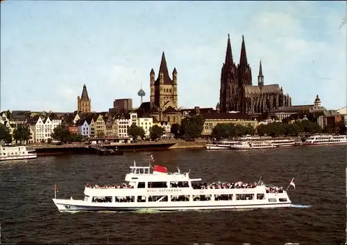 Ak Köln am Rhein, M. S. Willi Ostermann, Stadtpanorama mit Dom