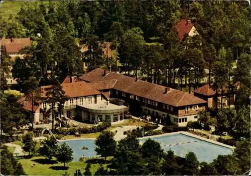 Ak Hermannsburg Südheide in der Lüneburger Heide, Waldhotel am Schwimmbad u. Gästehaus