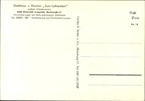 Ak Unterlüß Unterlüss Südheide, Gasthof Zum Lotharstein, Dorfstraße 11