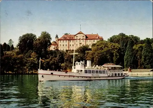 Ak Insel Mainau Bodensee, Ordensschloss, Dampfer Mainau