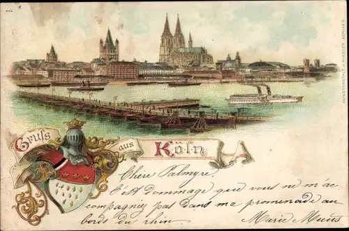 Litho Köln am Rhein, Panorama, Wappen