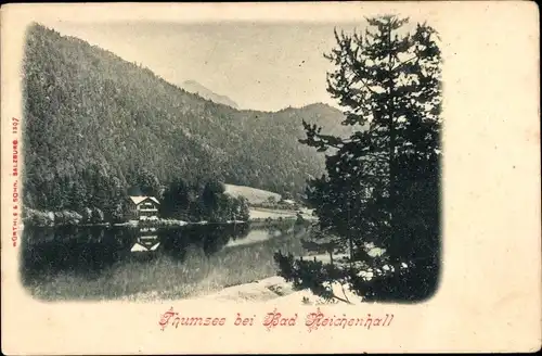 Ak Thumsee Karlstein Bad Reichenhall Oberbayern, Gaststätte am See, Wald