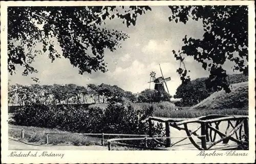 Ak Nordseebad Norderney Ostfriesland, Napoleonschanze, Windmühle