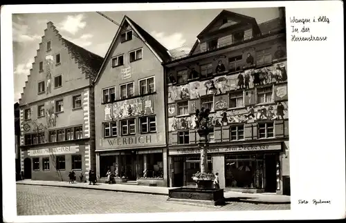 Ak Wangen im Allgäu Baden Württemberg, Herrenstraße, Matthäus Müller Metzgerei, Geschäft Werdich