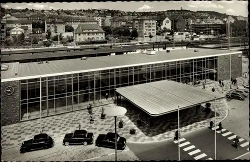 Ak Pforzheim im Schwarzwald Baden Württemberg, Blick auf Bahnhof, Straßenseite