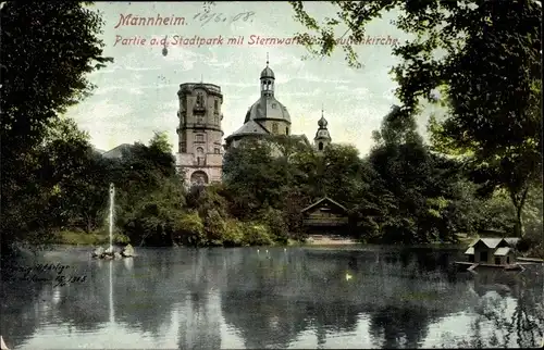 Ak Mannheim, Stadtpark, Jesuitenkirche, Sternwarte