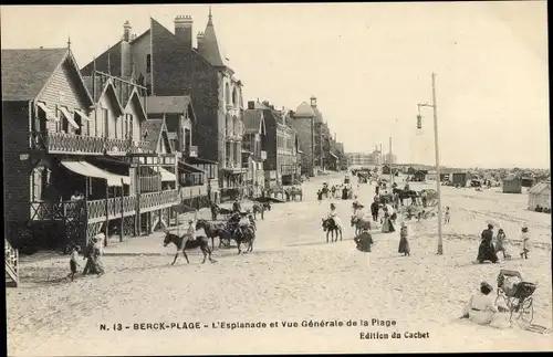 Ak Berck Plage Pas de Calais, L'Esplanade, Vue Generale de la Plage