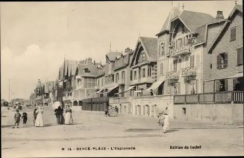 Ak Berck Plage Pas de Calais, L'Esplanade