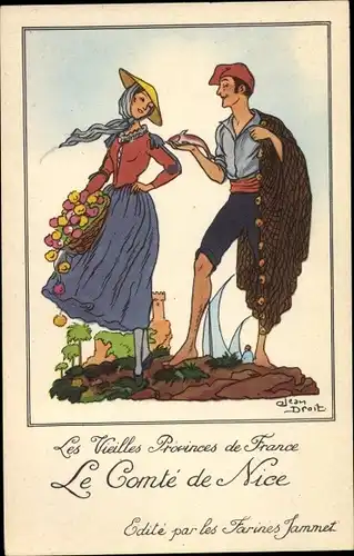 Künstler Ak Droit, Jean, Les Vieilles Provinces de France, le Comte de Nice, Reklame, Farines Jammet