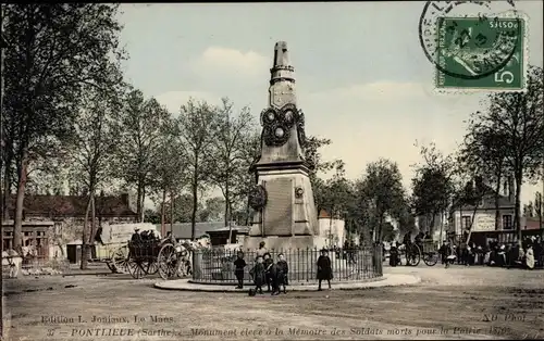 Ak Pontlieue Sarthe, Monument eleve a la Memoire des Soldats