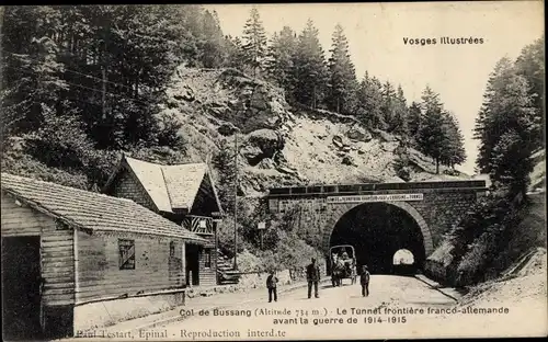 Ak Bussang Vosges, Col de Bussang, Le Tunnel frontiere franco-allemande