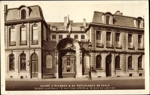 Ak Paris I., Caisse d'Epargne et de Prevoyance, Rue Coq Heron