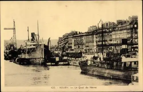 Ak Rouen Seine Maritime, Le Quai du Havre