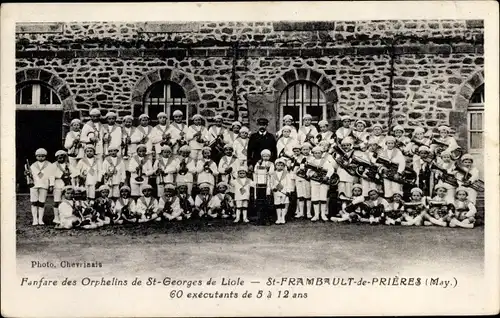 Ak Saint Fraimbault de Prières Mayenne, Fanfare des Orphelins de Saint Georges de Liole