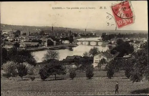 Ak Corbeil Essonne, Vue generale prise de Saintry