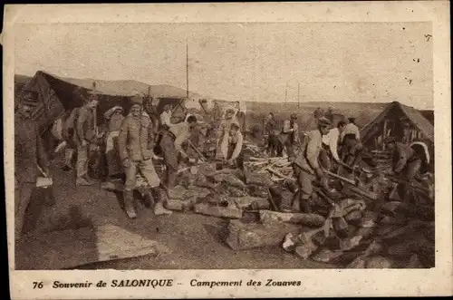 Ak Thessaloniki Griechenland, Campement des Zouaves