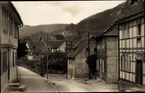 Ak Bleicherode im Kreis Nordhausen, Partie am Angerberg, Fachwerkhäuser