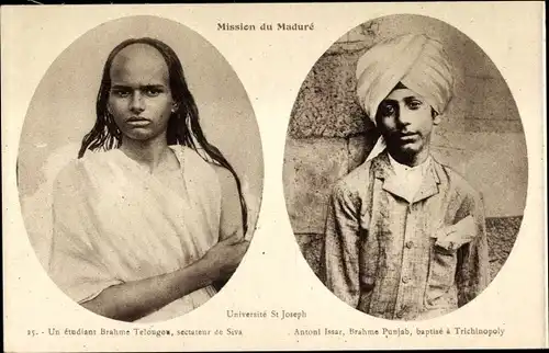 Ak Madurai Indien, Mission du Maduré, Universite St. Joseph, etudiant Brahme Telougou, Siva