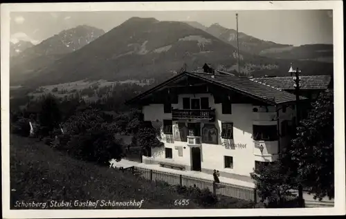 Ak Schönberg Stubai Tirol, Gasthof Schönnachhof