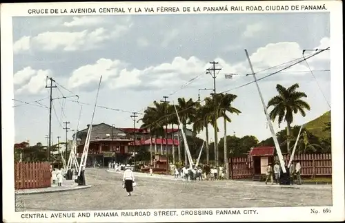 Ak Panama City Panama, Central Avenue and Panama Railroad Street