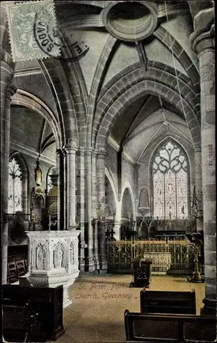 Ak Saint Peter Port Guernsey Kanalinseln, Church, Kirche, Innenansicht