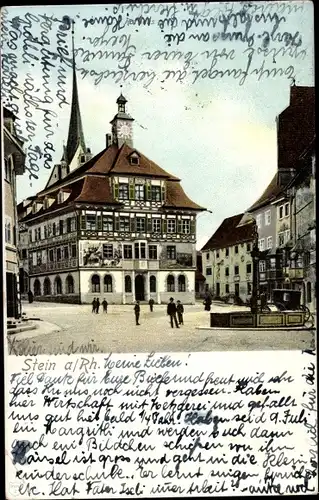 Ak Stein am Rhein Kanton Schaffhausen, Marktplatz mit Rathaus
