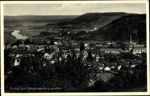 Ak Merzig an der Saar im Saarland, Stadtpanorama vom Schwarzenberg aus