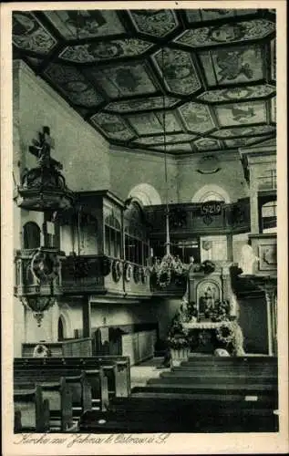 Ak Jahna Ostrau in Sachsen, Inneres der Kirche, Kanzel