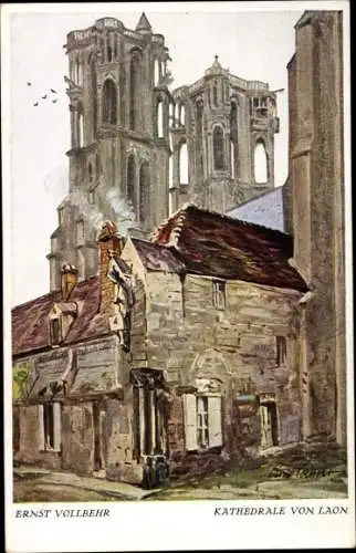 Künstler Ak Vollbehr, E., Laon Aisne, Kathedrale