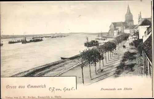 Ak Emmerich am Niederrhein, Promenade am Rhein