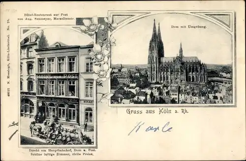 Ak Köln am Rhein, Hotel Restaurant zur Post, Dom