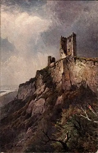 Künstler Ak Astudin, N., Königswinter, Burgruine Drachenfels im Siebengebirge