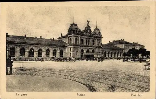 Ak Mainz am Rhein, Bahnhof Vorplatz