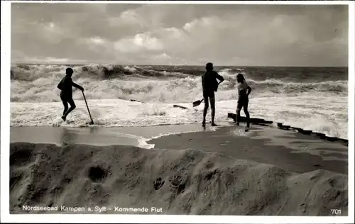 Ak Kampen auf Sylt, Strand, Kommende Flut