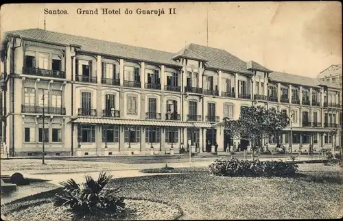 Ak Santos Brasilien, Blick auf das Grand Hotel do Guaruja, Gartenanlage