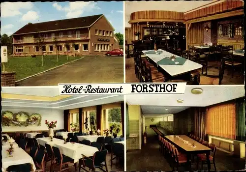 Ak Wulfen Dorsten in Westfalen, Hotel Restaurant Forsthof, Hausansicht, Innenansichten, Kegelbahn