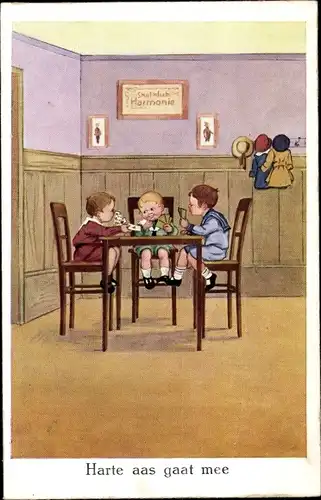 Ak Skatklub Harmonie, Harte aas gaat mee, Kinder spielen Karten