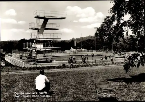 Ak Oer Erkenschwick im Ruhrgebiet, Freizeitstätte Stimbergpark, Freibad, Sprungturm