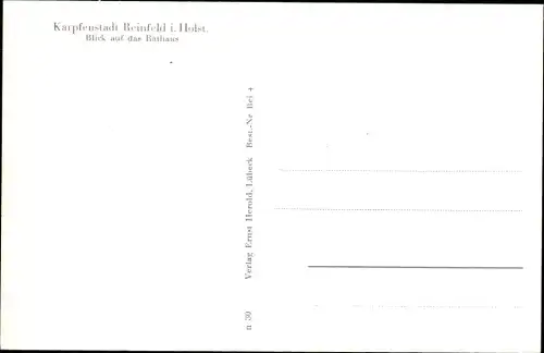 Ak Reinfeld in Schleswig Holstein, Blick auf das Rathaus